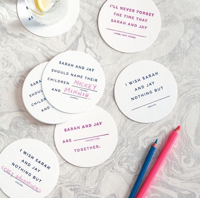 Mad Libs Coasters For Cocktail Hour Martha Stewart Weddings Wedding 