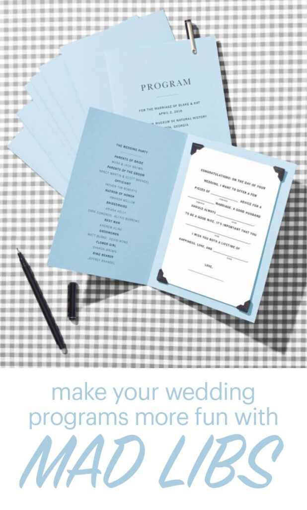 Make Your Wedding Programs More Fun With Mad Libs Wedding Programs 