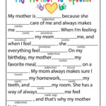 Mother s Day Ad Lib Fill In Stories Kindergarten Worksheets Kids Mad