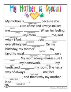 Mother s Day Ad Lib Fill In Stories Kindergarten Worksheets Kids Mad