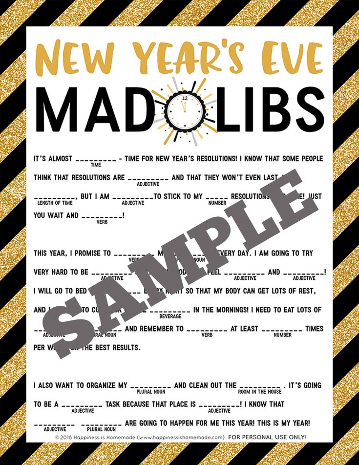 New Year s Eve Mad Libs Printable
