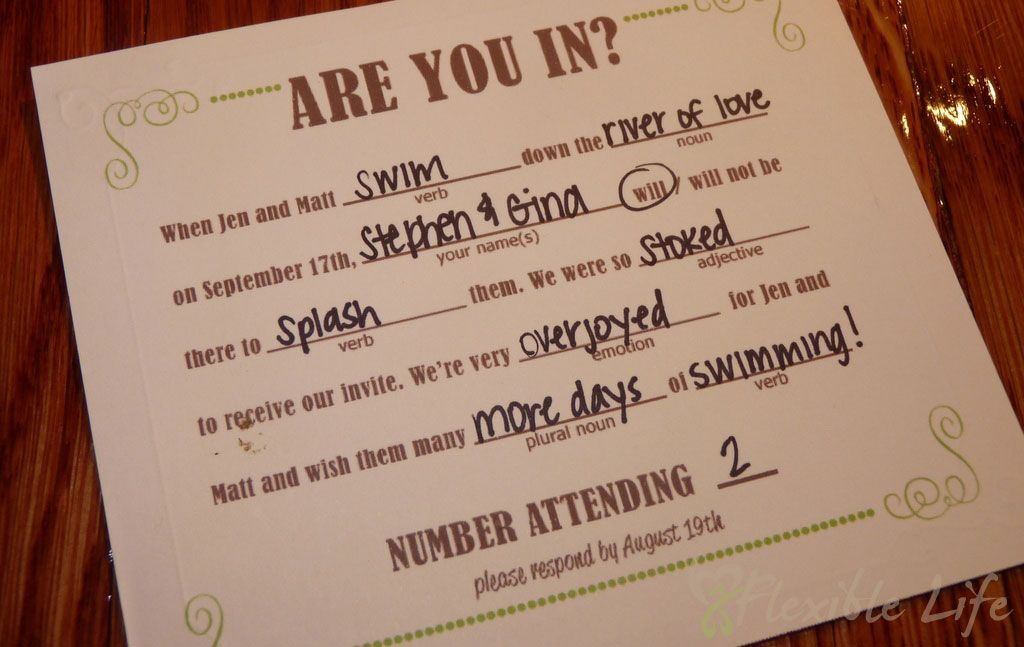 Our DIY Mad Libs Style Wedding RSVP Invitiation Card Wedding Mad Libs 