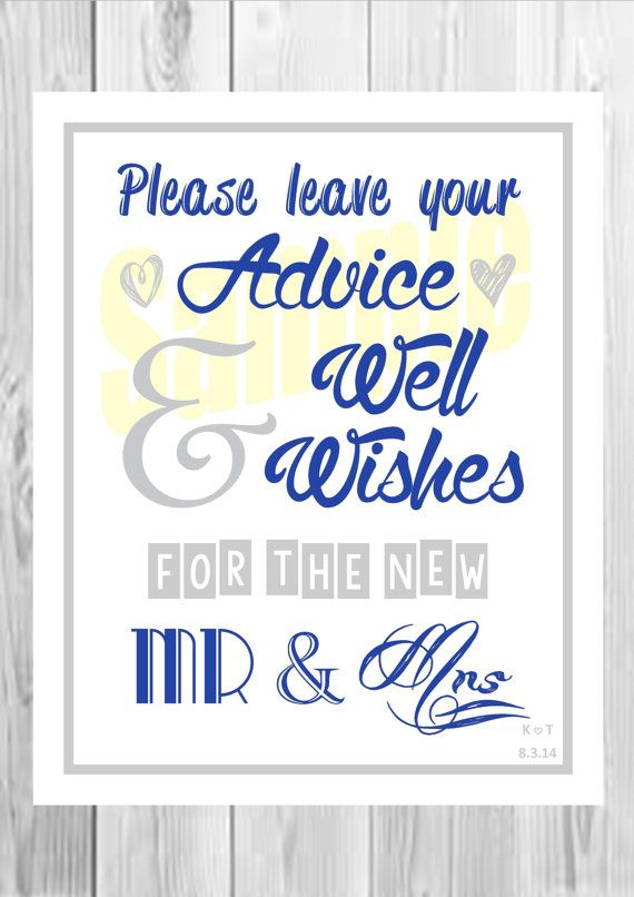 Personalised Printable Sign 8x10 For Weddung Blue Grey Wedding Mad 