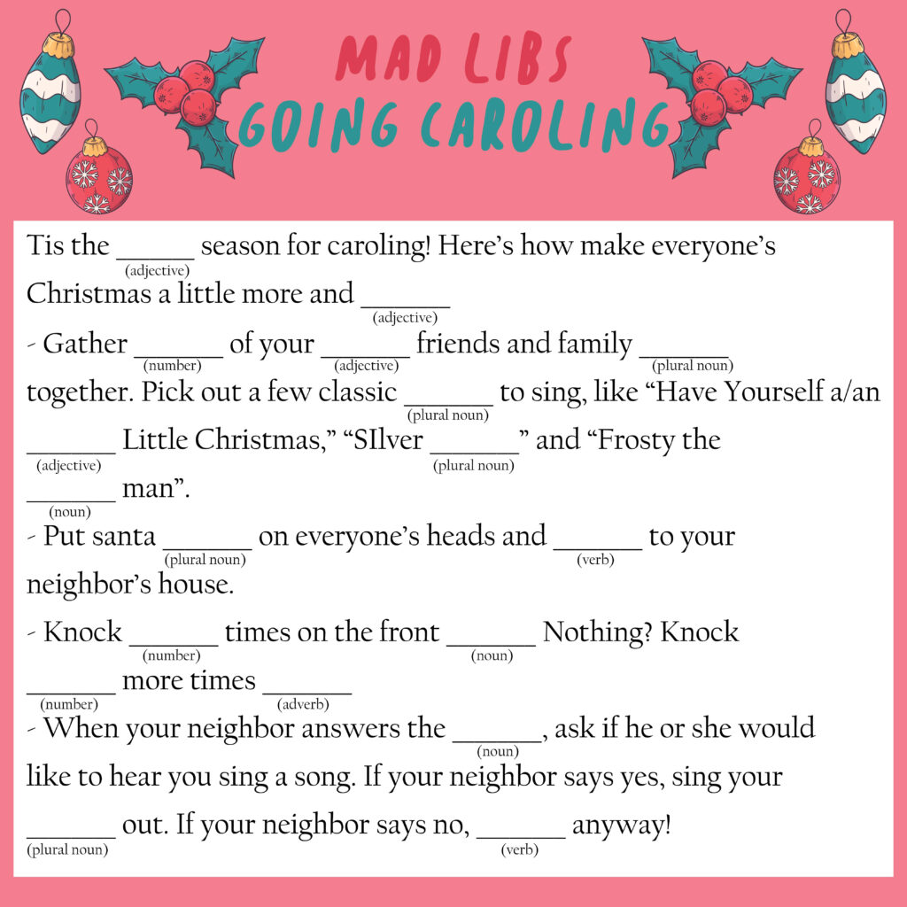 Printable Christmas Mad Libs Printable Word Searches