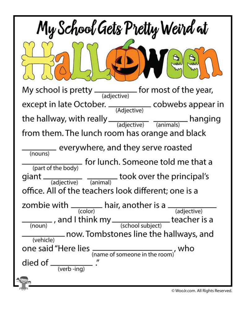 Printable Halloween Mad Libs Printable Word Searches