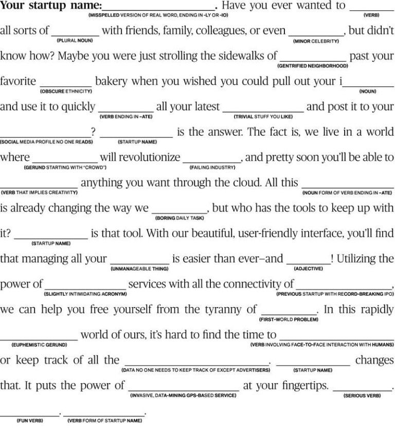 Printable Mad Libs For Selling A Service Mad Libs Printable