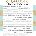 Printable Wedding Mad Lib Shower Game Advice To The Bride Etsy Gold