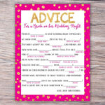 Printable Wedding Mad Lib Shower Game Advice To The Bride On Her