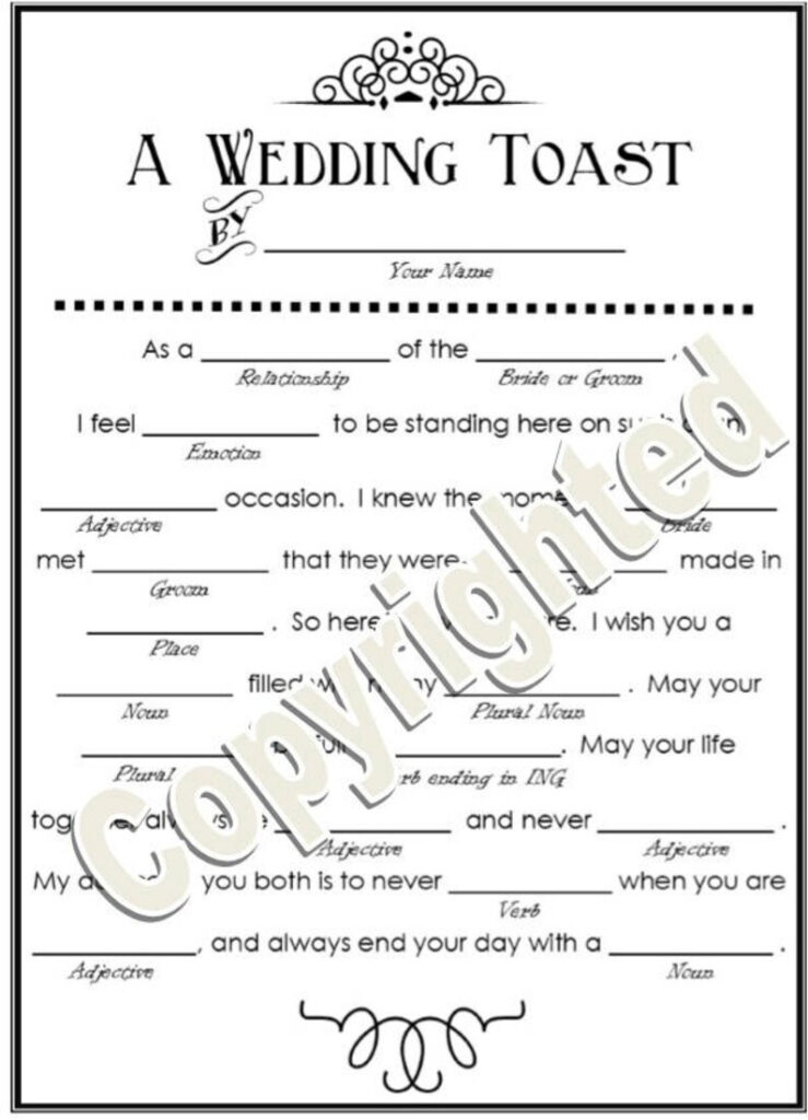 Printable Wedding Toast Mad Lib Etsy