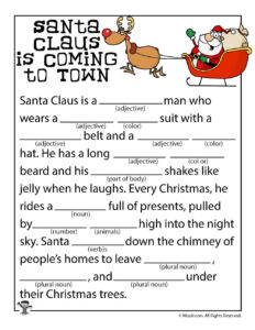 Santa Claus Is Coming To Town Mad Libs Santa Claus Is Coming To Town