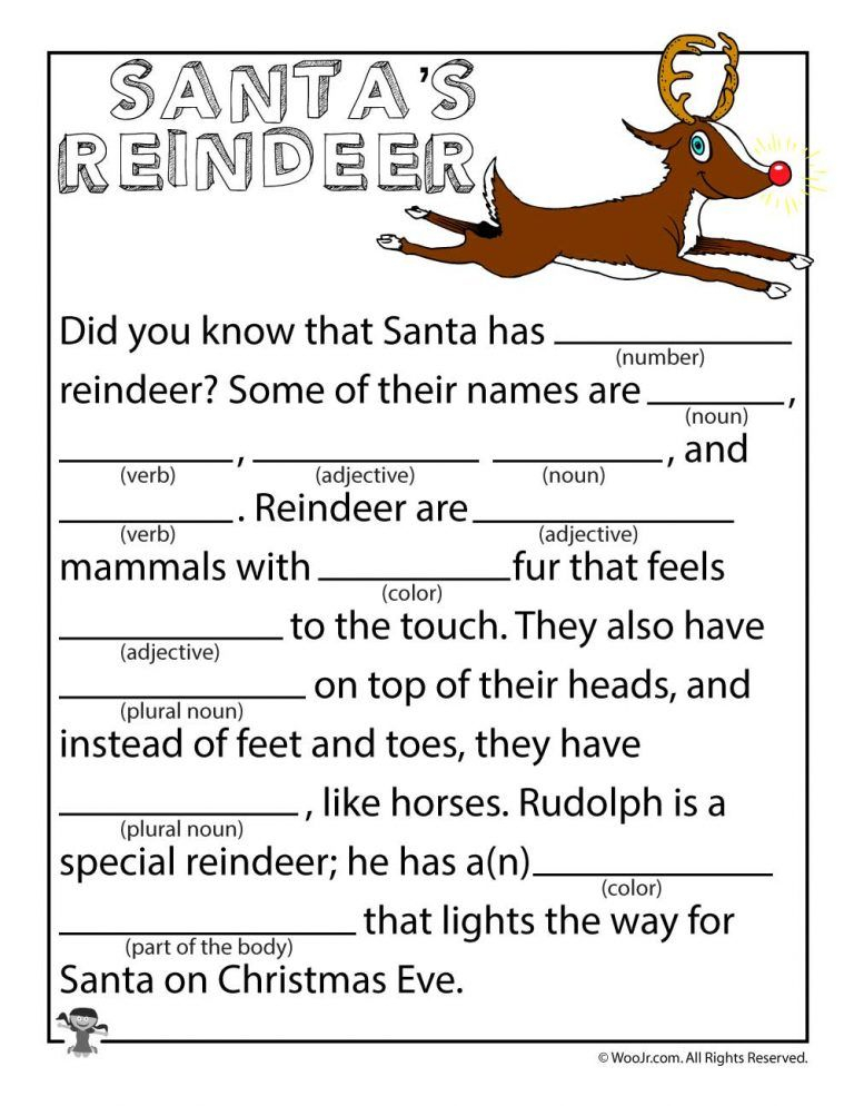 Santa s Reindeer Mad Libs For Kids Woo Jr Kids Activities 