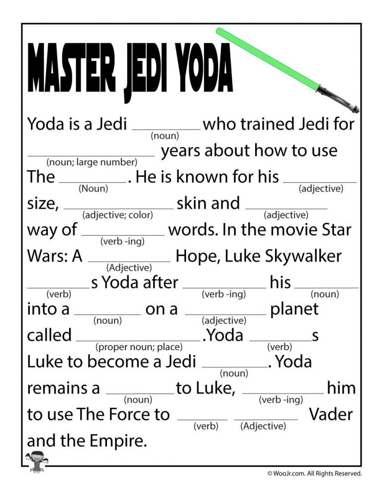 Star Wars Mad Libs Printable