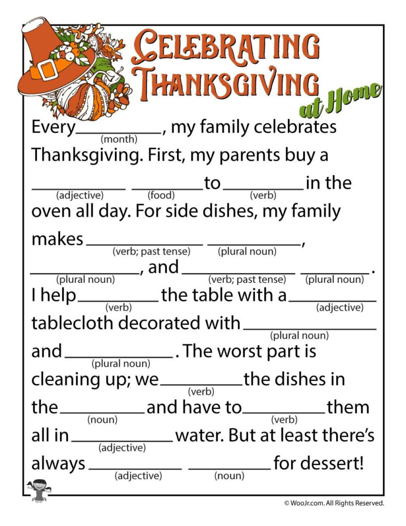 Thanksgiving Ad Libs Fill In Game Printables Thanksgiving Mad Lib 