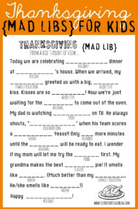 Thanksgiving Mad Libs Printable My Sister s Suitcase Packed With