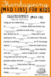 Thanksgiving Mad Libs Thanksgiving Mad Lib Free Thanksgiving