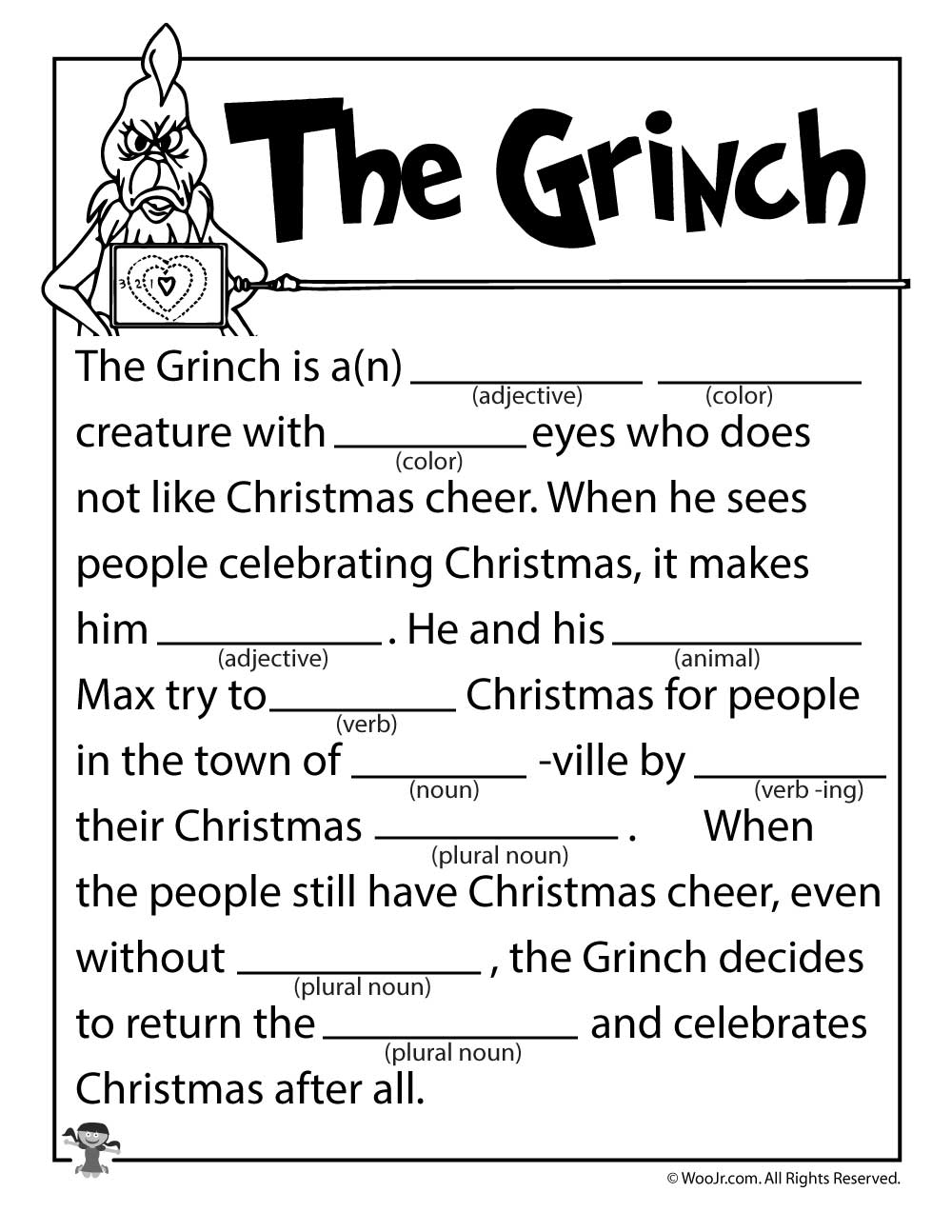 The Grinch Mad Lib Woo Jr Kids Activities Grinch Party Christmas