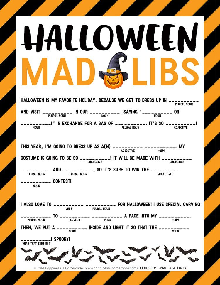 This Fun Free Halloween Mad Libs Printable Is Perfect For Kids Of All 