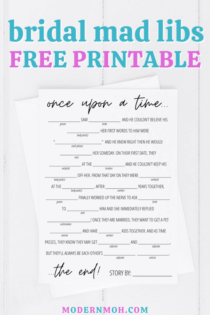 Wedding Mad Libs Free Printable