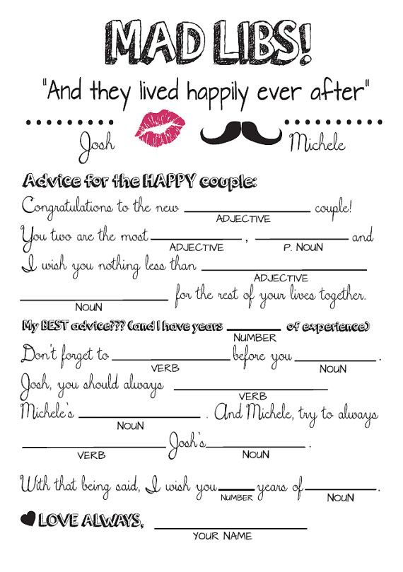 Wedding Mad Libs Free Printables Printable World Holiday