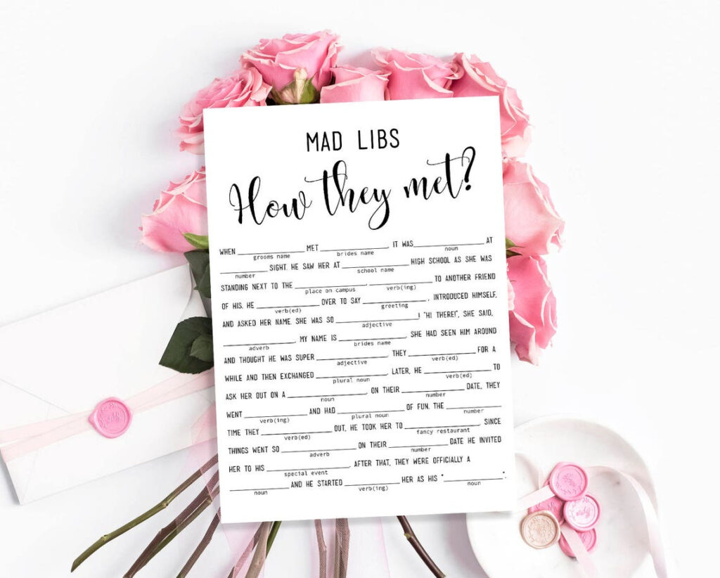 Wedding Mad Libs How They Met Story Printable Etsy UK