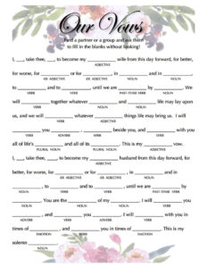 Wedding Vows Mad Libs Free Printable Printable Word Searches